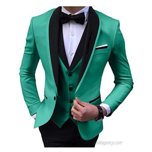 Wemaliyzd Men's Suit Jacket Slim Fit Shawl Lapel One Button Dress Suit Coat for Wedding  Party