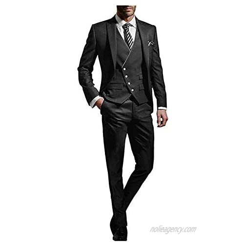 Wemaliyzd Men's Vintage 3 Piece Business Suit Evening Prom 4 Buttons Vest Separate Trousers