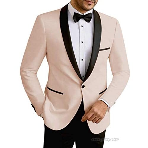 Zeattall Men's Suit 2 Pieces Slim Fit Shaw Lapel Blazer Tuxedo Groomsmen Suits Formal Prom Suits Casual Suit