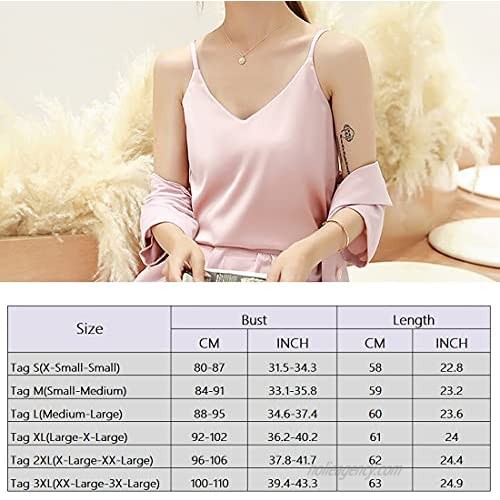 3 Pack Silk Camisoles Tops for Women Satin Tank Top Loose V Neck Breahtable Sleeveless Blouse Tank Shirt