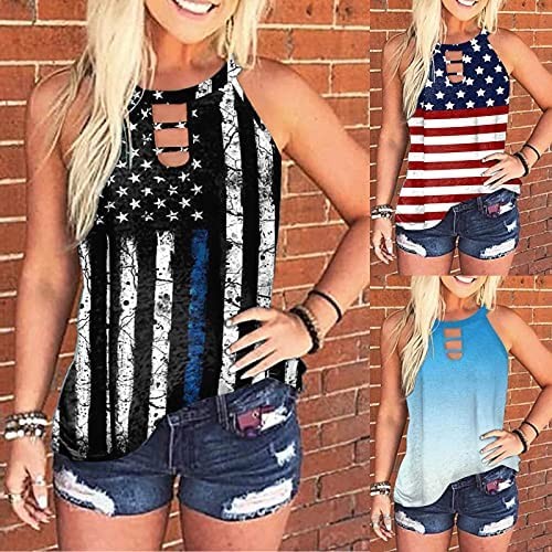 AODONG 4th of July Tank Tops for Women Casual Summer Fashion Graphic American Flag Sleeveless Shirts Patriotic Tank Tops