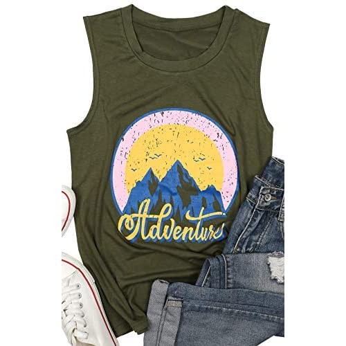 ASTANFY Tank Tops for Women T-Shirt Funny Coconut Tree Shirt Summer Sleeveless Casual Tank Tops Tees
