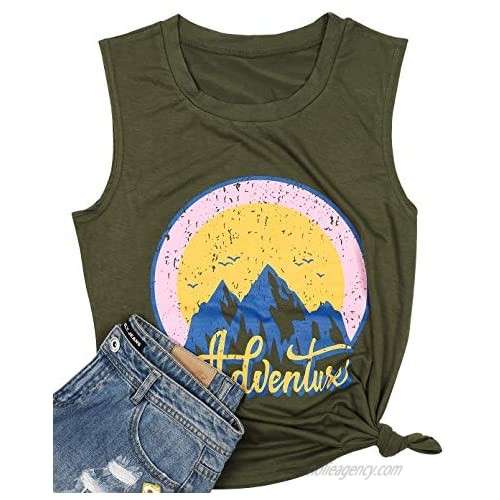 ASTANFY Tank Tops for Women T-Shirt Funny Coconut Tree Shirt Summer Sleeveless Casual Tank Tops Tees