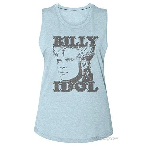 Billy Idol Musician 80s Face Image Vintage Distressed Look Ladies Muscle Tank Top Shirt