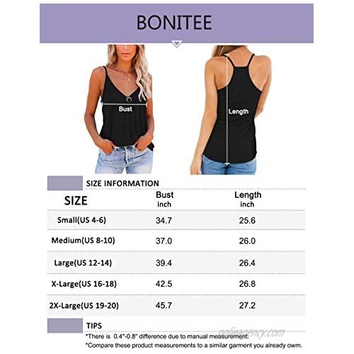 BONITEE Women's Cami Tank Tops Sexy Spaghetti Strap V Neck Sleeveless Racerback Vest Shirts