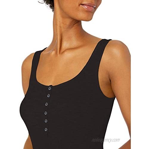 Brand - Daily Ritual Women's Relaxed Fit Rayon Spandex Fine Rib Henley Tank