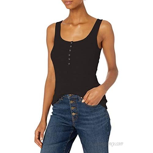  Brand - Daily Ritual Women's Relaxed Fit Rayon Spandex Fine Rib Henley Tank