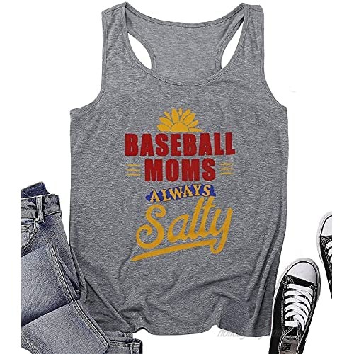 HDLTE Baseball Tank Tops for Moms Women Funny Baseball Letter Graphic Racerback Tees Sleeveless Sport Shirts