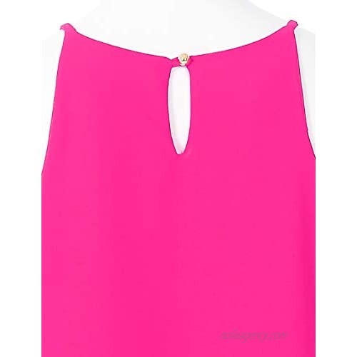 JSCEND Women's Round Neck Pleated Double Layered Chiffon Cami Tank Top (S~3XL)