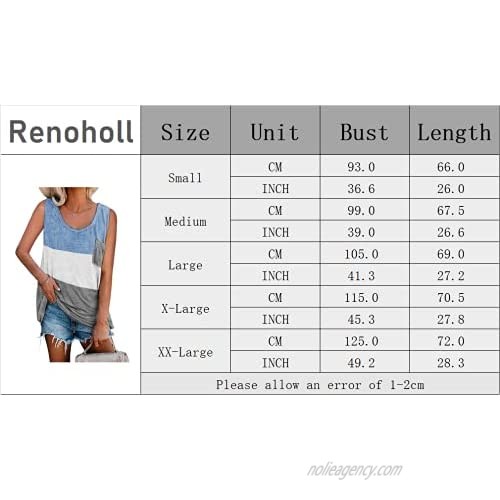 Renoholl Womens Summer Workout Tank Tops Casual Sleeveless Crewneck Loose T Shirts Basic Plain Tunic Tees with Pocket