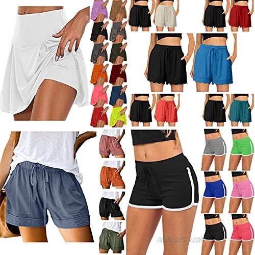 Womens Shorts for Summer Elastic Shorts Sloid Color Casual Comfy Beach Shorts 1/2PC
