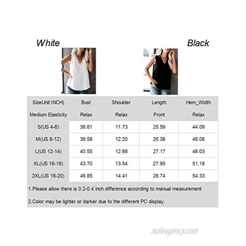 Women's V Neck Lace Tank Tops Casual Loose Summer Sleeveless Cami Tops Blouses Shirts
