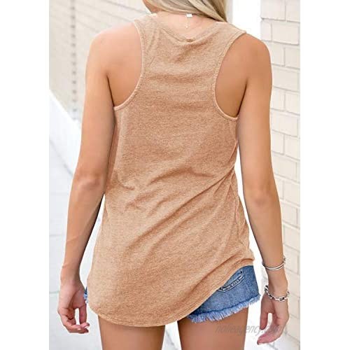 Womens V Neck Tank Tops with Pocket Workout Casual Sleeveless Summer Racerback Long Flowy Yoga Tee