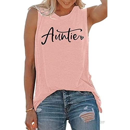 Auntie T Shirts Women Cute Aunt Gift Tee Shirts Funny Graphic Casual Short Sleeve Tee Top