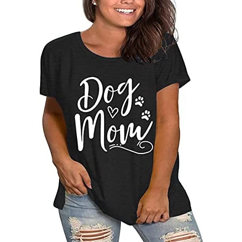 Beocut Plus Size Dog Mom Shirts Women Graphic Tee Short Sleeve Tshirt Casual Summer Tunic Tops