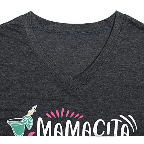 Mamacita Needs A Margarita T Shirt Women Funny Drinking Shirts Short Sleeve V-Neck Graphic Tee Tops