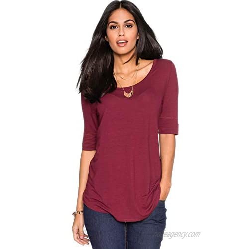 MSHING Women's Summer Casual Loose Fitting Tops Simple Crew Neck Plain Half Sleeve T-Shirt