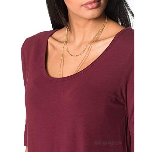 MSHING Women's Summer Casual Loose Fitting Tops Simple Crew Neck Plain Half Sleeve T-Shirt