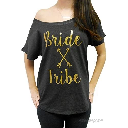 Strong Girl Clothing Women's Bride Tribe Off Shoulder T-Shirt Flowy