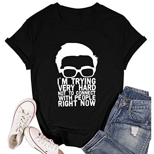 VILOVE Ew David Shirt I'm Trying Very Hard Not to Connect with People Right Now Letter Printed Funny Causal Vintage Tee Tops