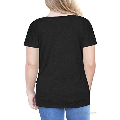 VOGRACE Women's Plus-Size Tops Summer Short Sleeve T Shirts Buttons Tunic Tee
