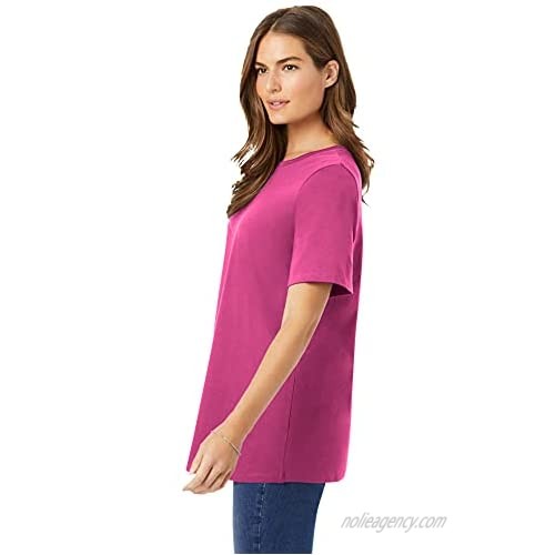 Woman Within Women's Plus Size Perfect Short-Sleeve Crewneck Tee Shirt