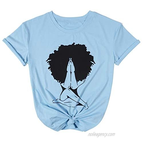 Women Afro African T Shirt Melanin Queen Tees Tops Black Girl Graphical Print Gift Cute Tee Shirt
