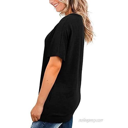 Angerella Womens Short Sleeve Round Neck T Shirts Loose Casual Summer Tops Tees with Pocket