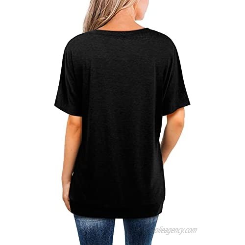 Angerella Womens Short Sleeve Round Neck T Shirts Loose Casual Summer Tops Tees with Pocket