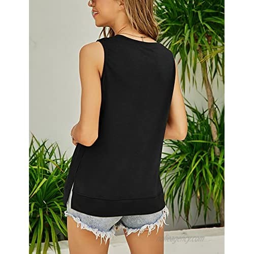 Kistore Women's Tank Top Crew Neck Sleeveless T Shirts Loose Fitting Tunic with Pocket