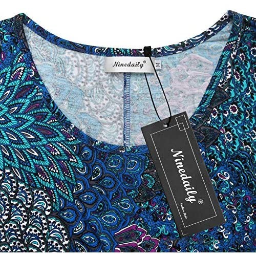 Ninedaily Women's Tops Fall Long Sleeve Floral Loose Dressy Tunic Blouse