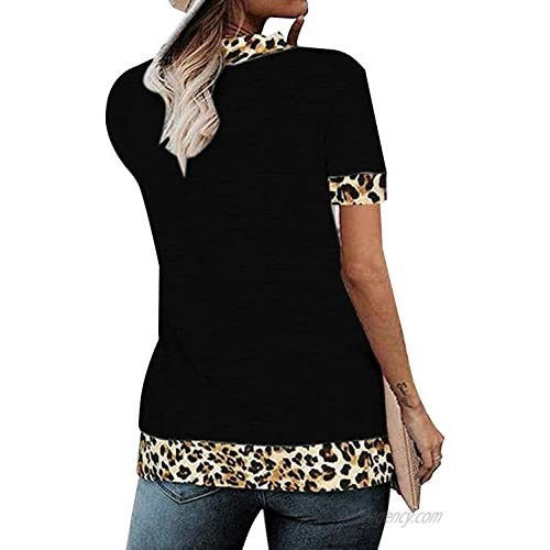 Nirovien Womens Deep V Neck Wrap T Shirts Short Sleeve Color Block Tee Tops Sexy Summer Shirts