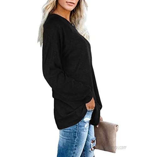 SAMPEEL Womens Tunic Tops Long Sleeve Side Slit Shirts Casual Fall Winter