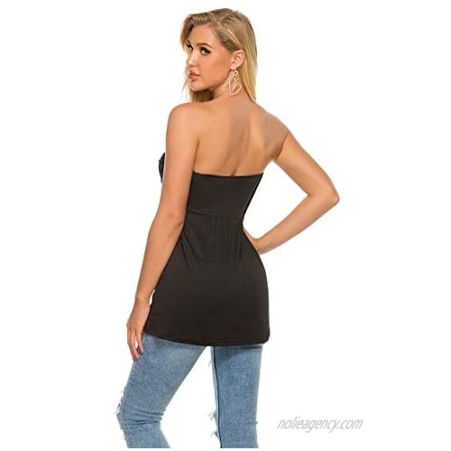 Tube Tops for Women Women Strapless Top Sleeveless Tube Top Blouses Pleated Tunics Tube Crop Top