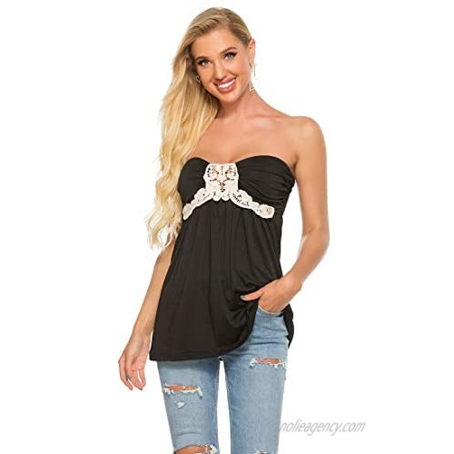 Tube Tops for Women Women Strapless Top Sleeveless Tube Top Blouses Pleated Tunics Tube Crop Top
