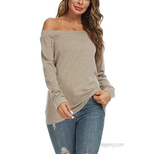 YSYOKOW Womens Sexy Off Shoulder T Shirts Casual Blouses Short/Long Sleeve Tops