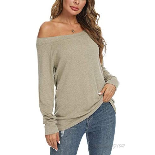YSYOKOW Womens Sexy Off Shoulder T Shirts Casual Blouses Short/Long Sleeve Tops