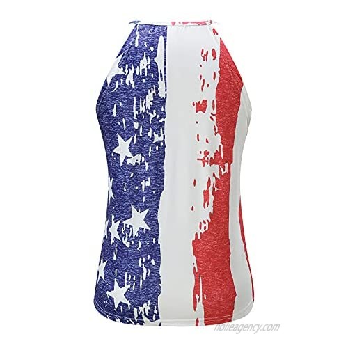 Cfcys 4Th of July Shirts for Women Flattering Fancy Eyelet American Flag Print Camisole Independence Day Sleeveless Tank Top