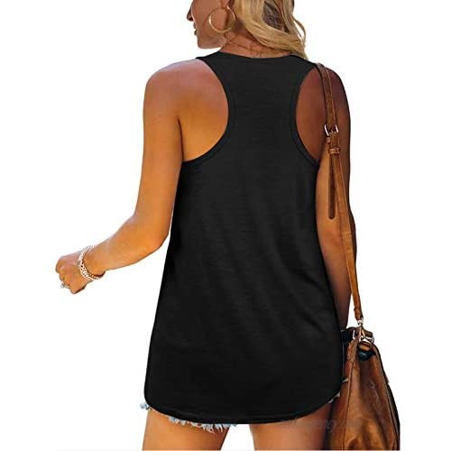 FRSH MNT Women's Sleeveless Independence Day Tank Tops O-Neck Cute Print Casual Swing Shirts Flowy Summer Basic Blouses