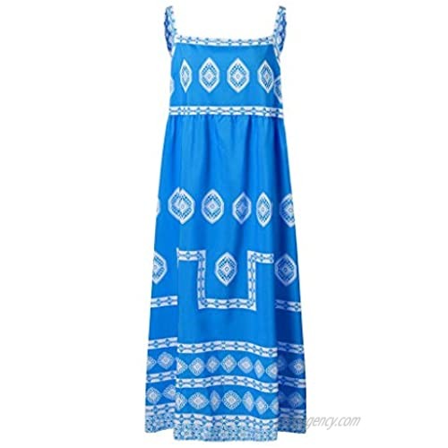 HIRIRI Women Bohemian Sundress Top Tunic Summer Sleeveless/Short Sleeve Strap V-Neck Pleated Swing Dresses Plus