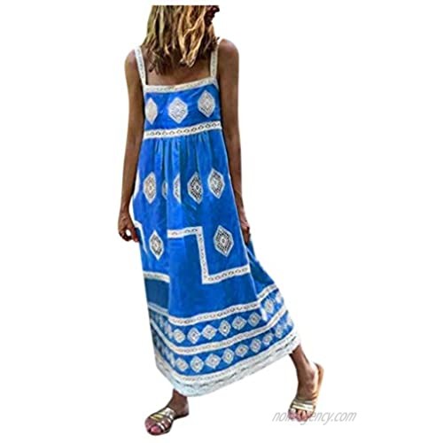 HIRIRI Women Bohemian Sundress Top Tunic Summer Sleeveless/Short Sleeve Strap V-Neck Pleated Swing Dresses Plus