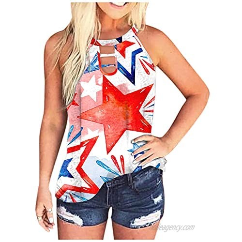 Independence Day T-Shirt for Women Sleeveless 4th of July American Flag Printed Vest O-Neck Tops