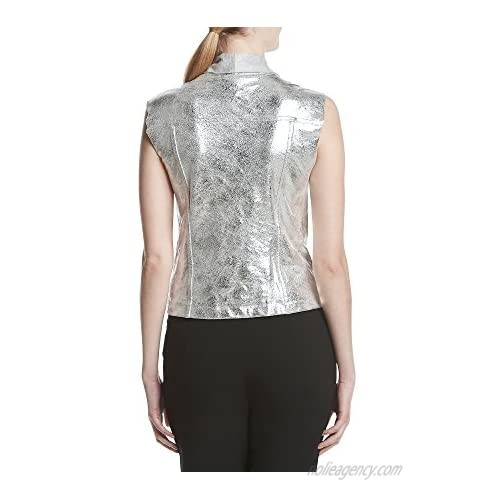 Jones New York Women's Metallic Faux Suede Drapey Vest