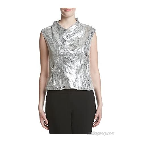 Jones New York Women's Metallic Faux Suede Drapey Vest