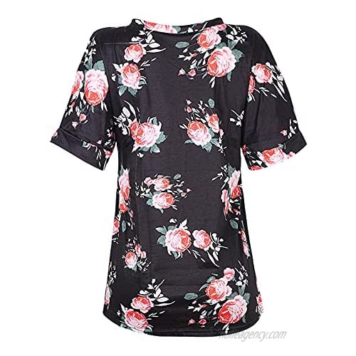 Sayhi Women's Summer Fashion T-Shirts Casual Loose V-Neck Printed T-Shirt Top Blouse Tunics Shirts
