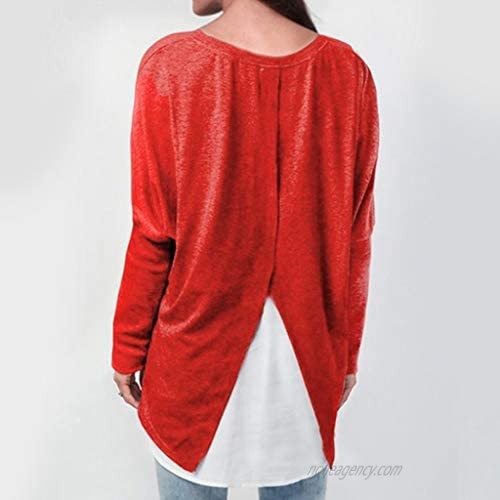 SERYU Womens Xmas T-Shirt Ladies Long Sleeve Patching Blouse Casual Sweatshirt Tops