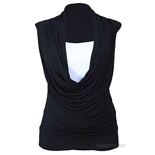 Spinbit Womens Sleeveless Cowl Neck Gathered Vest Top Ladies Party Wear Shirt Blouse Small/3X-Large
