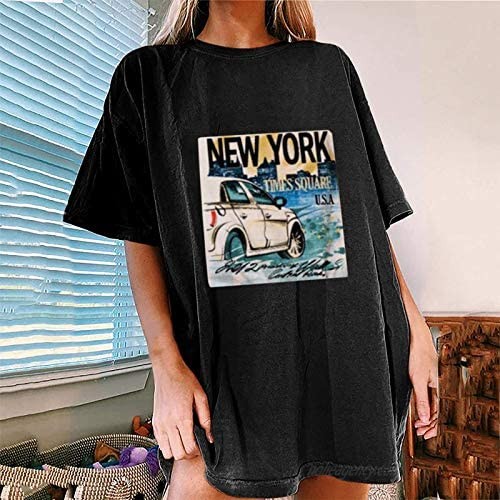 Summer Tops for Women Plus Size Short Sleeve Vintage Top Round Neck Casual Oversize Printing Loose Tshirt Tee