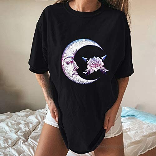 Summer Tops for Women Round Neck Short Sleeve Tshirt Oversize Vintage Printing Top Plus Size Loose Casual Tee