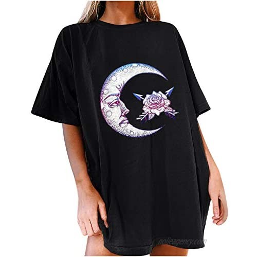 Summer Tops for Women  Round Neck Short Sleeve Tshirt Oversize Vintage Printing Top Plus Size Loose Casual Tee